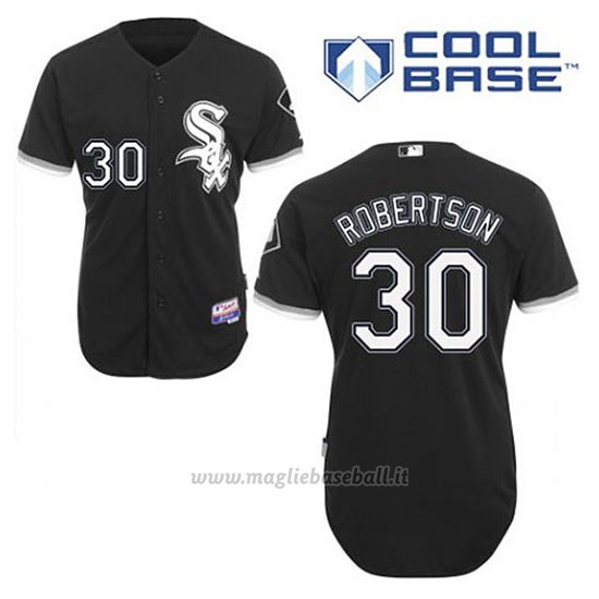 Maglia Baseball Uomo Chicago White Sox 30 David Robertson Nero Alterner Cool Base